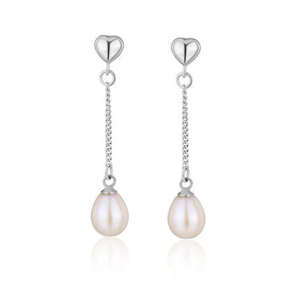 925 sterling silver long dangle drop design natural pearl earrings for women