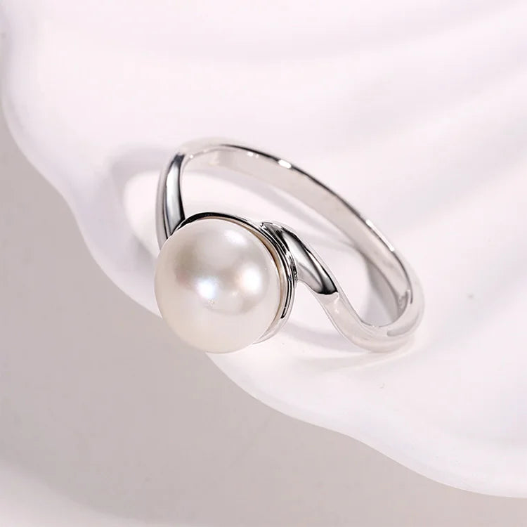 Fashion jewelry sterling silver women's freshwater pearl ring for women girls