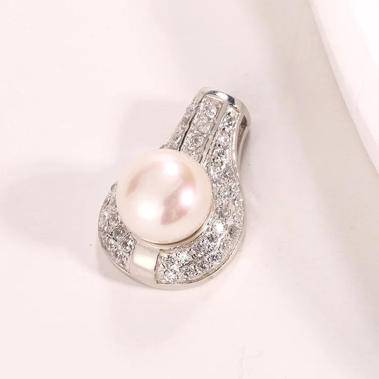 Customizable personalized 925 sterling silver freshwater pearl pendant inlaid with zircon diamond