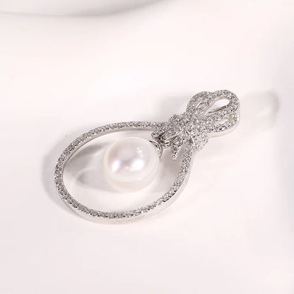 Custom long necklace women delicate silver single pearl and diamond pendant for chains