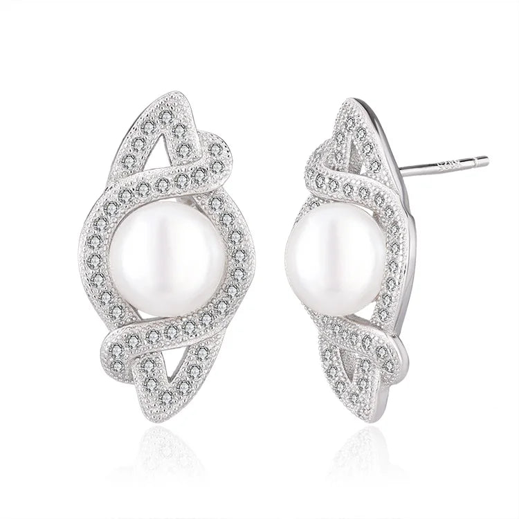 Wholesale personalized fashion jewelry charms zirconia ladies s925 925 silver pearl earrings