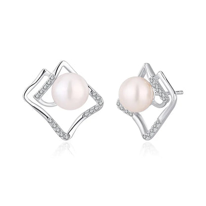 Bulk wholesale jewellery fashion jewelry popular minimalist 925 sterling silver freshwater pearl women earrings