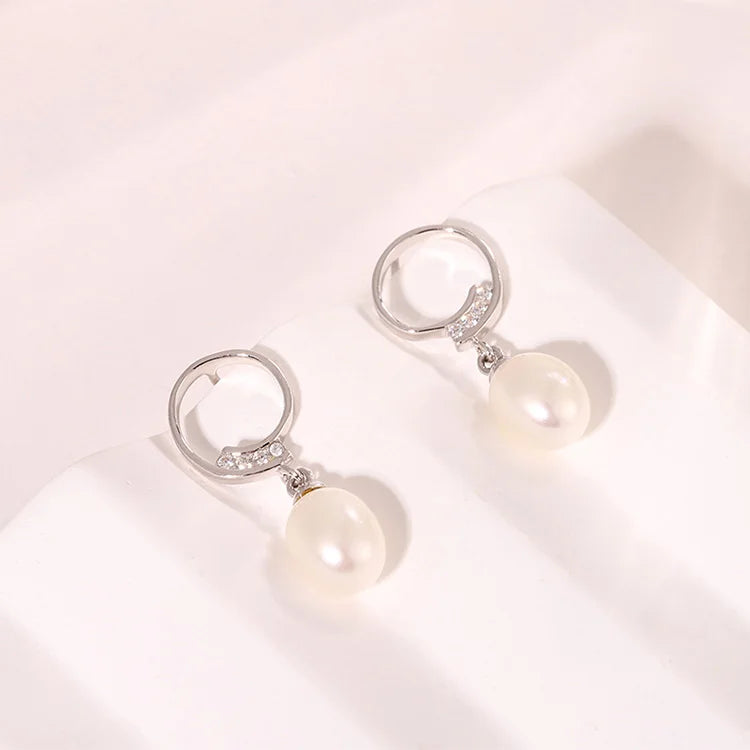 7 mm pearl funky fashion 925 sterling silver freshwater cultured pearl women earrings