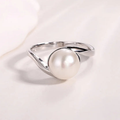 Fashion jewelry sterling silver women's freshwater pearl ring for women girls