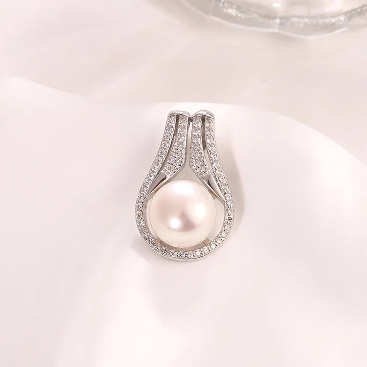 Custom design 925 sterling silver small fine zircon diamond set women freshwater pearl pendant