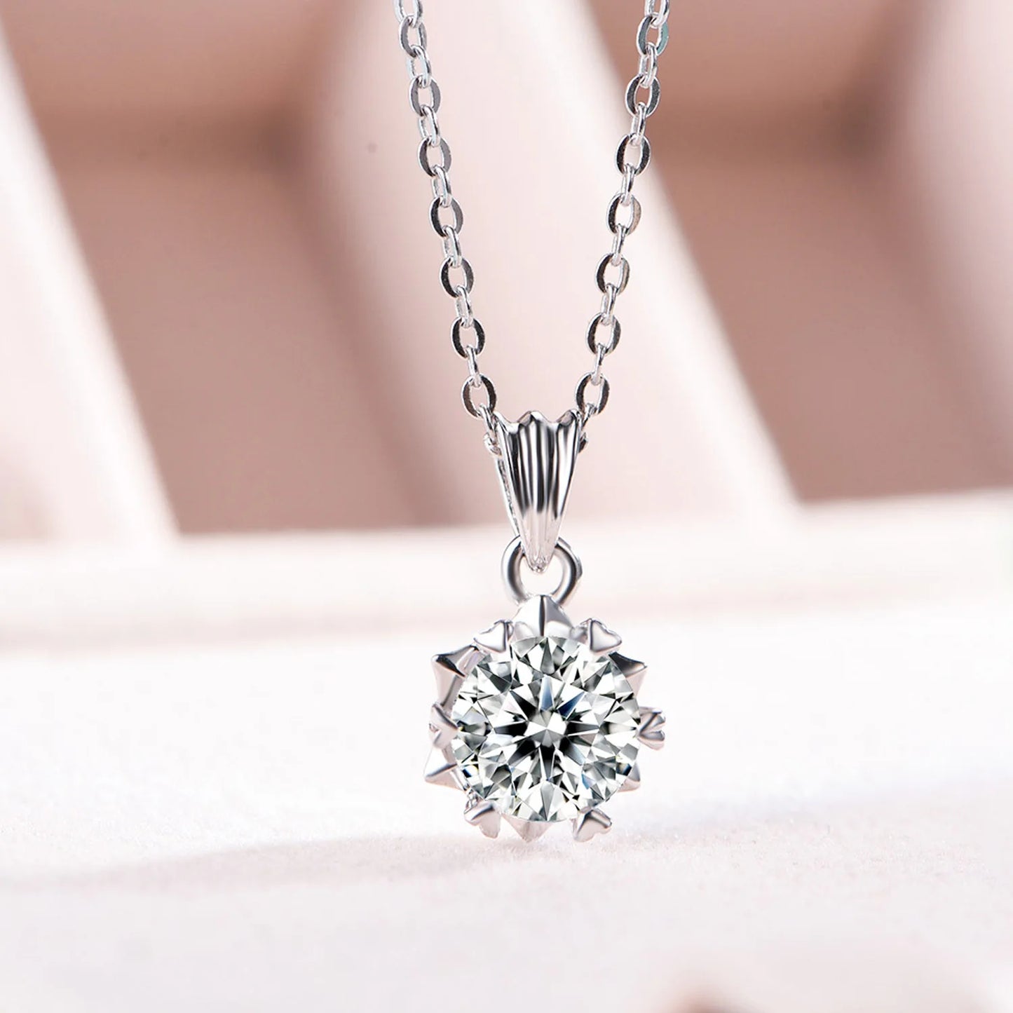 Jeweller Buy 0.5-5 CT VVS D Moissanite Diamond Pendant Snowflake Shape 925 Sterling Silver Link Chain Necklace Trendy Wedding Gift