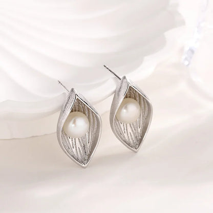 Custom wholesale modern cultured freshwater pearl jewelry 925 sterling silver earrings