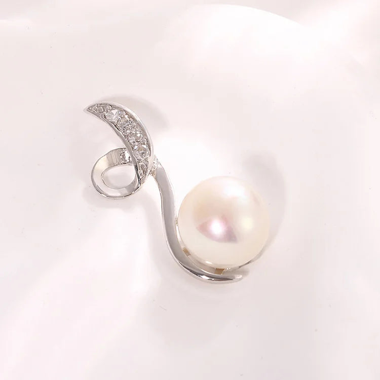 Exquisite simple fashionable 925 sterling silver twisted line shaped freshwater pearl pendant