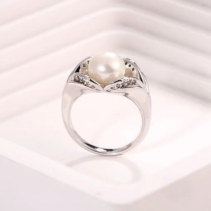 Fashion silver s925 wedding and engagement jewelry freshwater pearl ring for women