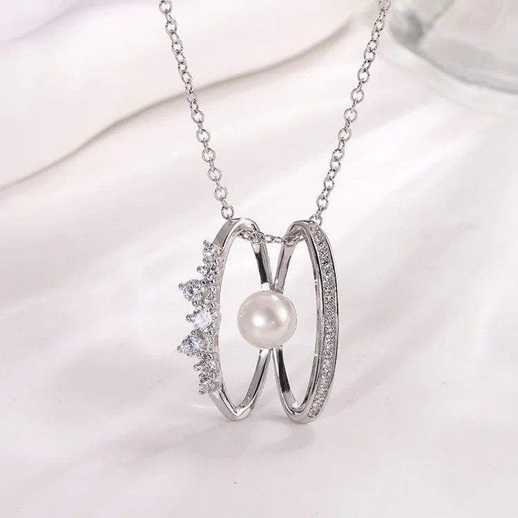 Custom 925 sterling silver pearl women pendant necklace earring fashion ring set