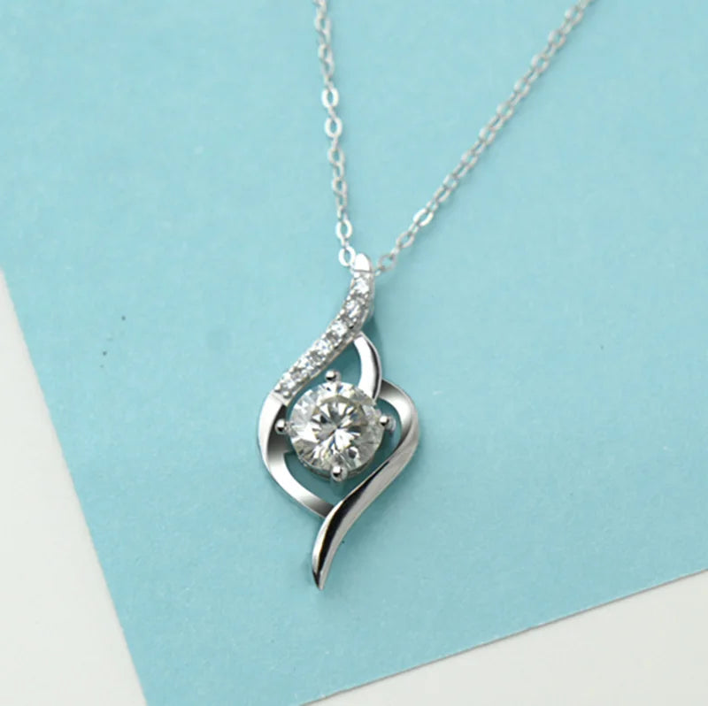 Jeweller Buy Elegant 925 Sterling Silver Link Chain with Moissanite Pendant Fine Jewelry Necklace