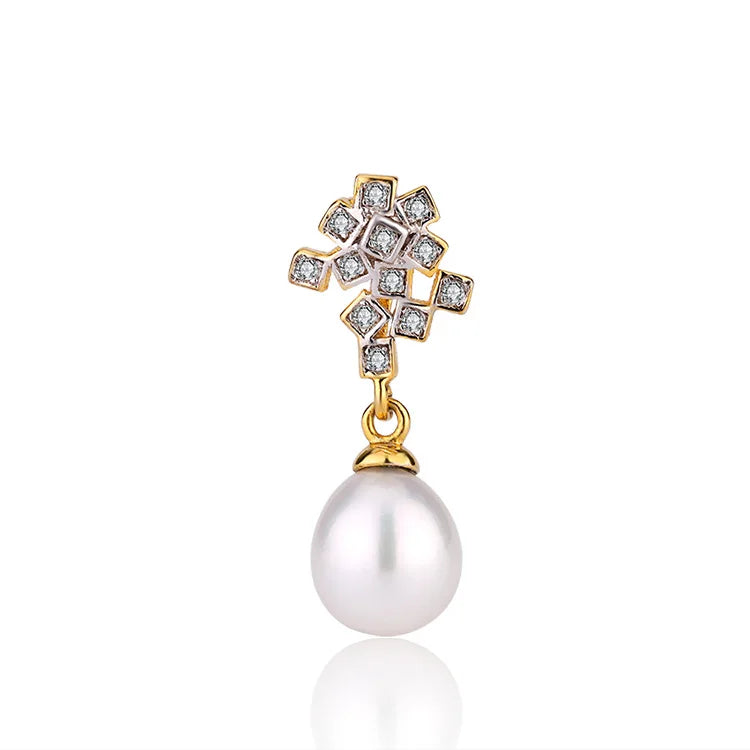 Fashion custom jewelry 925 sterling silver zircon diamond-set modern drop pearl gold plated pendant and charms