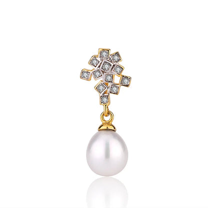 Fashion custom jewelry 925 sterling silver zircon diamond-set modern drop pearl gold plated pendant and charms