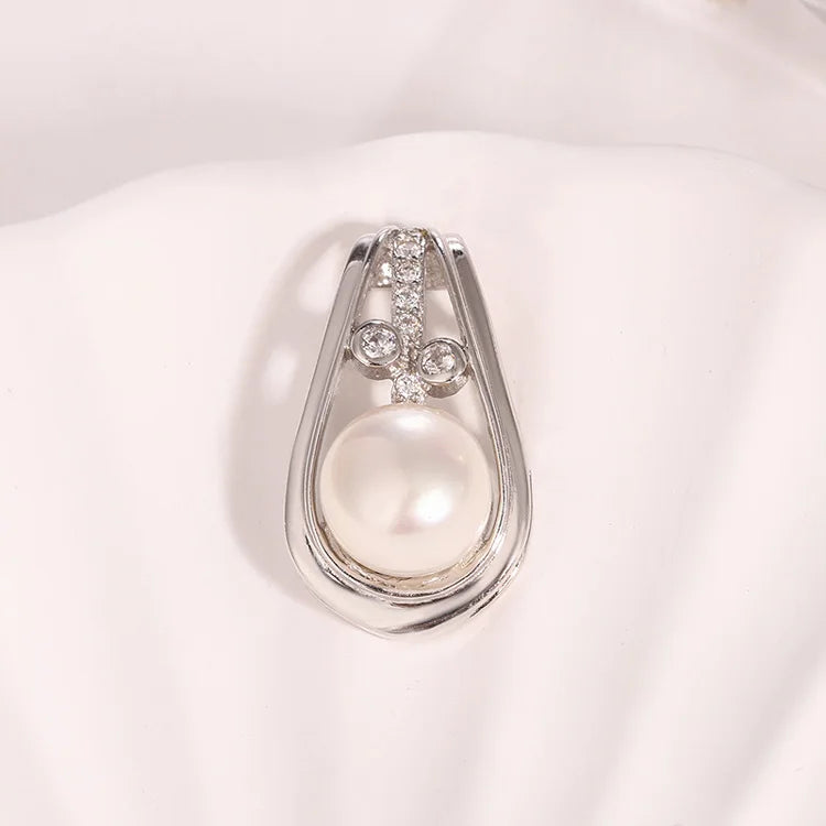 Personalized unique 925 sterling silver freshwater pearl and zircon diamond pendant for women