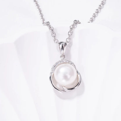 Custom lab grown diamond zircon 925 sterling silver chain necklace circle pearl womens pendant for women