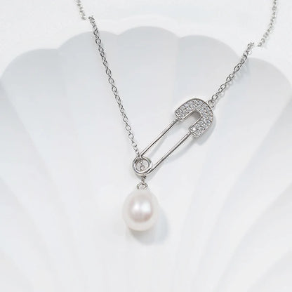 925 sterling silver women teardrop pearl charm drop pendant necklace with pearl pendant