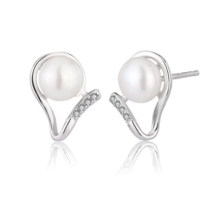 Wholesale bulk trendy women luxury 925 silver diamond statement pearl earrings