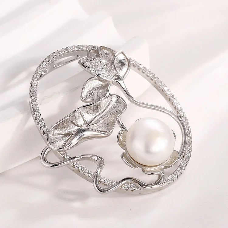 Custom 925 sterling silver modern pearl charm cz-set zirconia round pendant