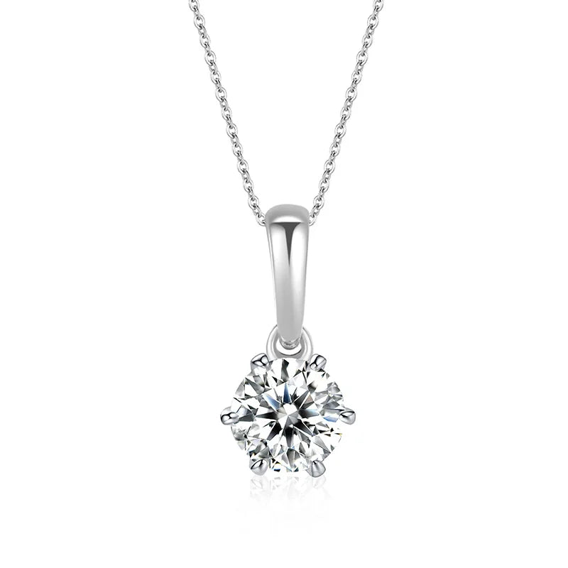 Jeweller Buy Classic Claw Setting 1 Carat Moissanite Diamond Necklace 925 Sterling Silver Link Chain Trendy Style for Weddings and Gifts