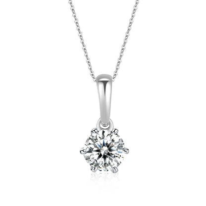 Jeweller Buy Classic Claw Setting 1 Carat Moissanite Diamond Necklace 925 Sterling Silver Link Chain Trendy Style for Weddings and Gifts