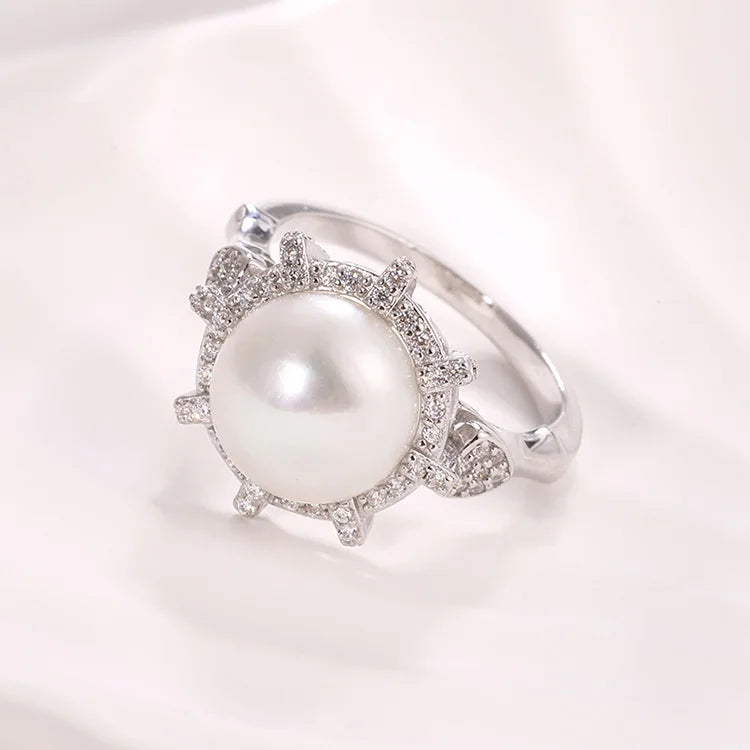 Custom fashion jewelry minimalist 925 s925 real silver rings freshwater pearl ring for women