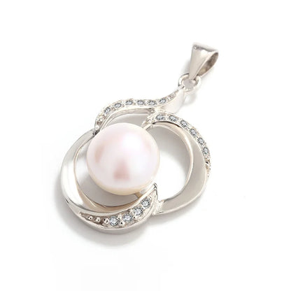 Wholesale ring interwoven 925 sterling silver freshwater pearl charm ladies pendant