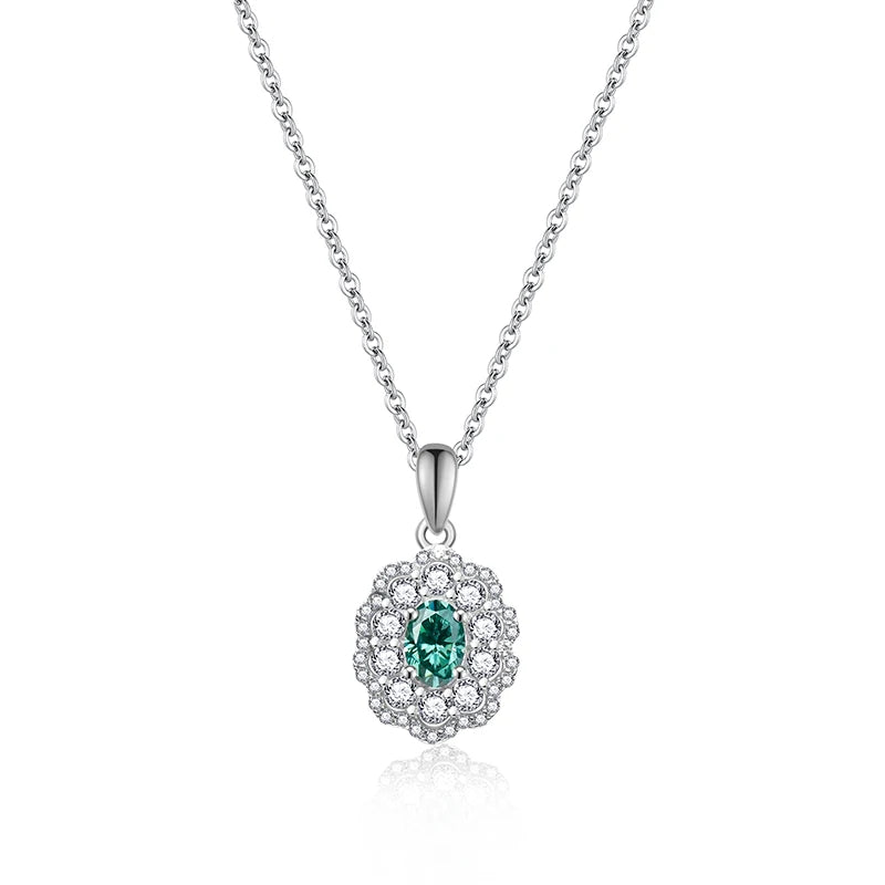 Jeweller Buy 925 Sterling Silver Link Chain Necklace Trendy Green Moissanite Diamond Pendant Jewelry