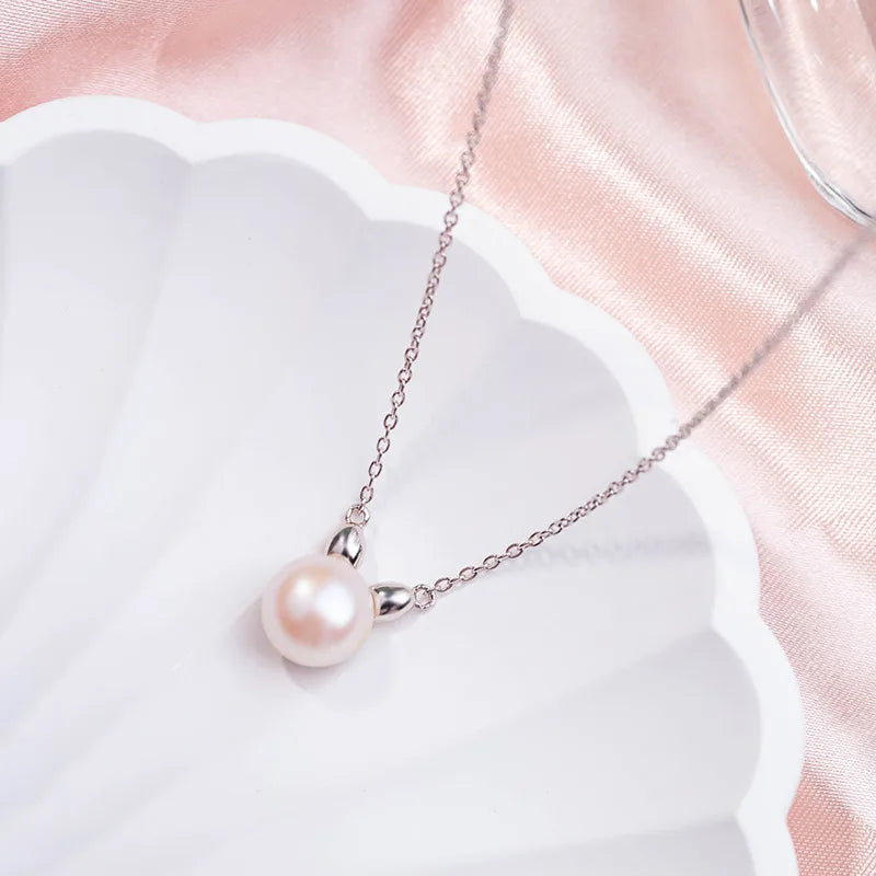 925 sterling silver women teardrop pearl charm drop pendant necklace with pearl pendant