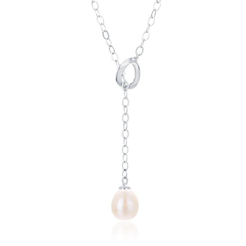 925 sterling silver women teardrop pearl charm drop pendant necklace with pearl pendant