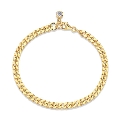 Bold Cuban Link Bracelet - S925 Sterling Silver Gold-Plated, Stylish and Durable Design for Men and Women,Perfect for Daily Wear