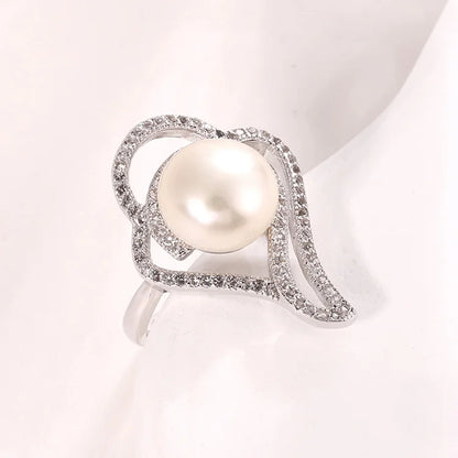 Ladies women s925 sterling silver moissanite women luxury wedding freshwater pearl ring with diamond stones