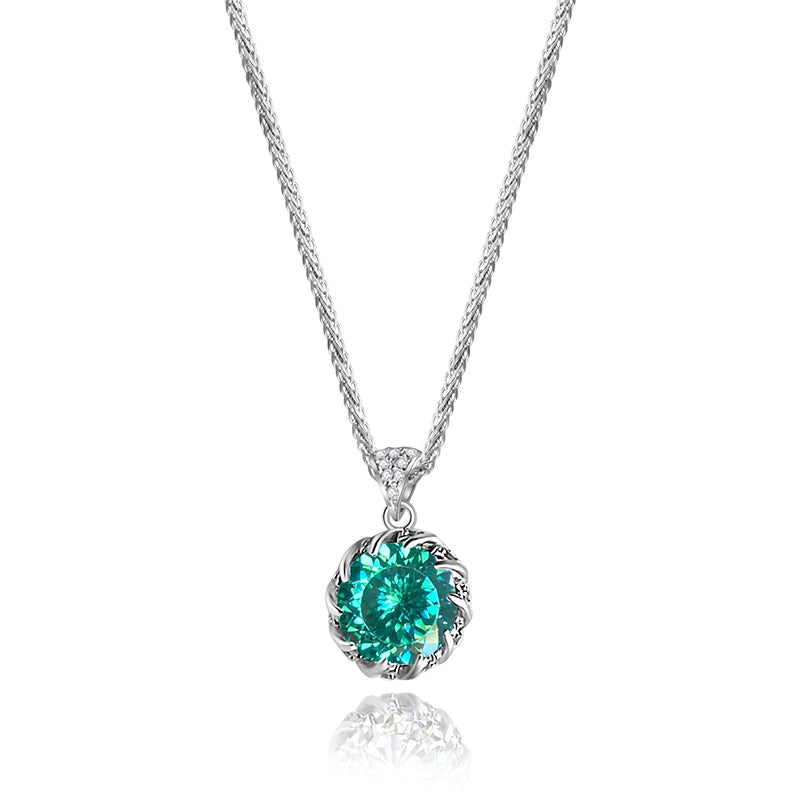 Jeweller Buy Luxury 925 Sterling Silver Pendant Necklace Green Cut Moissanite Diamond Trendy Link Chain