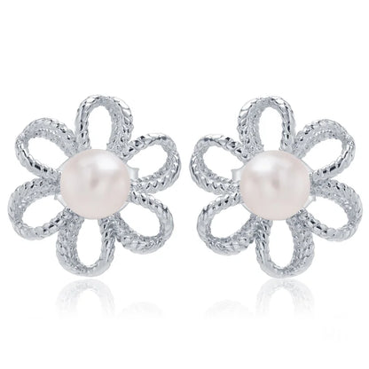 High Finish Lady 925 silver pearl flower earrings Personalized Fine Jewelry  Suitable Accessory For Young Women