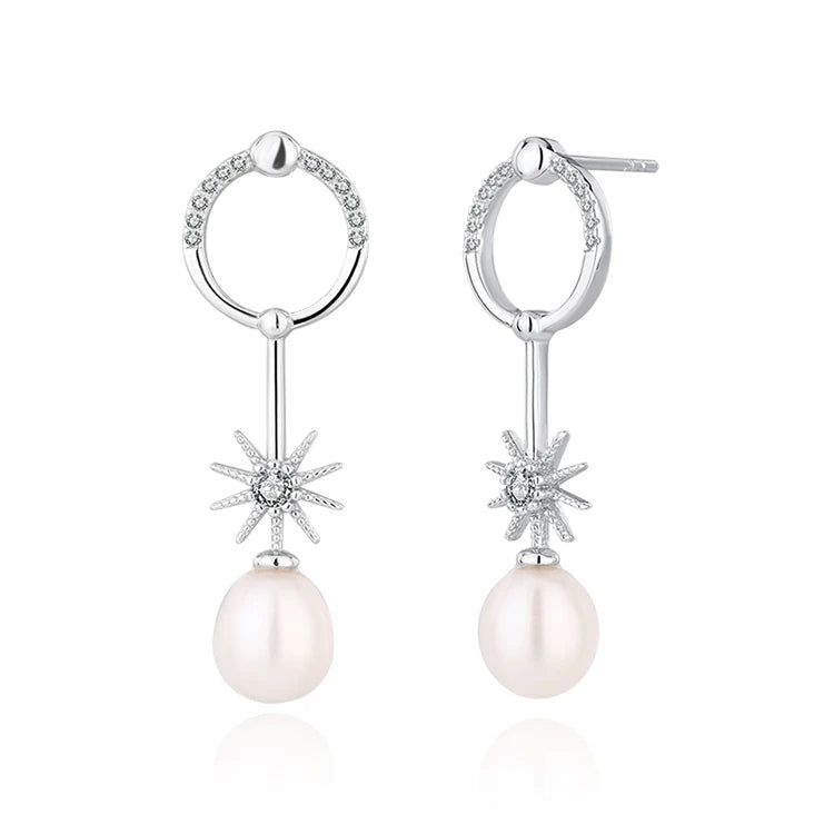 Trendy wholesale bulk fashion jewelry ladies zircon 925 silver pearl studs earrings for women