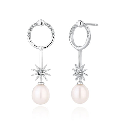 Trendy wholesale bulk fashion jewelry ladies zircon 925 silver pearl studs earrings for women