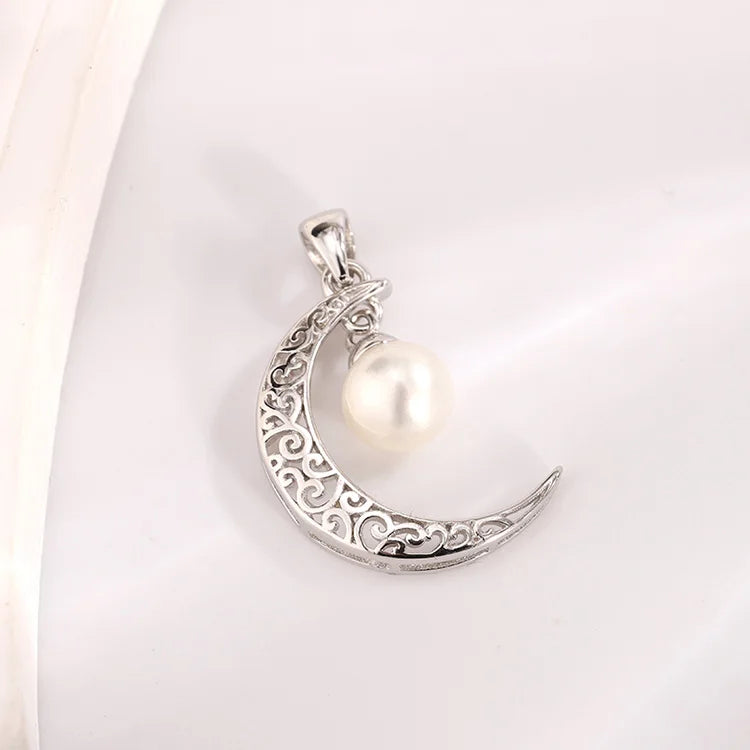 Custom OEM 925 sterling silver jewelry crescent moon long pendant necklace for women