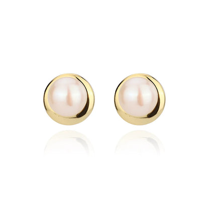 Luxury brand jewelry designer fashion simple 18k gold plated 925 sterling silver pearl stud earrings