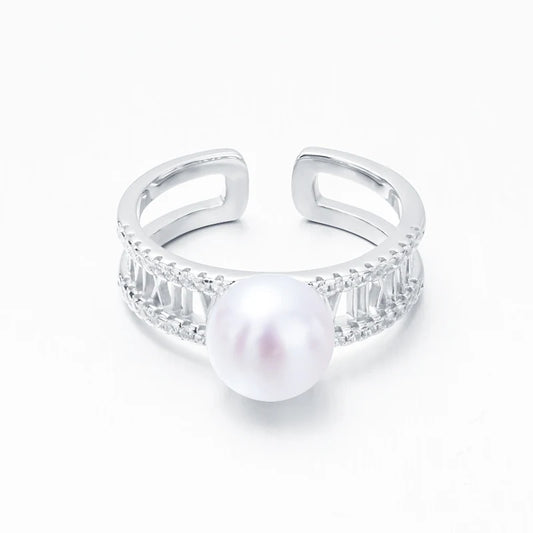 S925 pure silver pearl ring, female niche design, light luxury, high-end feeling, cool style, Instagram trendy fashion