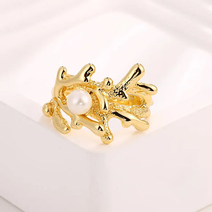 Minimalist jewelry 925 sterling silver 14k 18k gold plated statement pearl rings for women