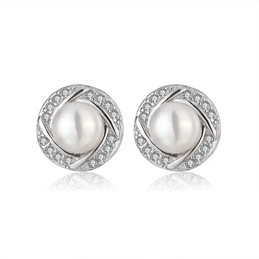 Custom fashionable 925 silver moissanite jewelry wedding modern cultured pearl studs earrings luxury for women