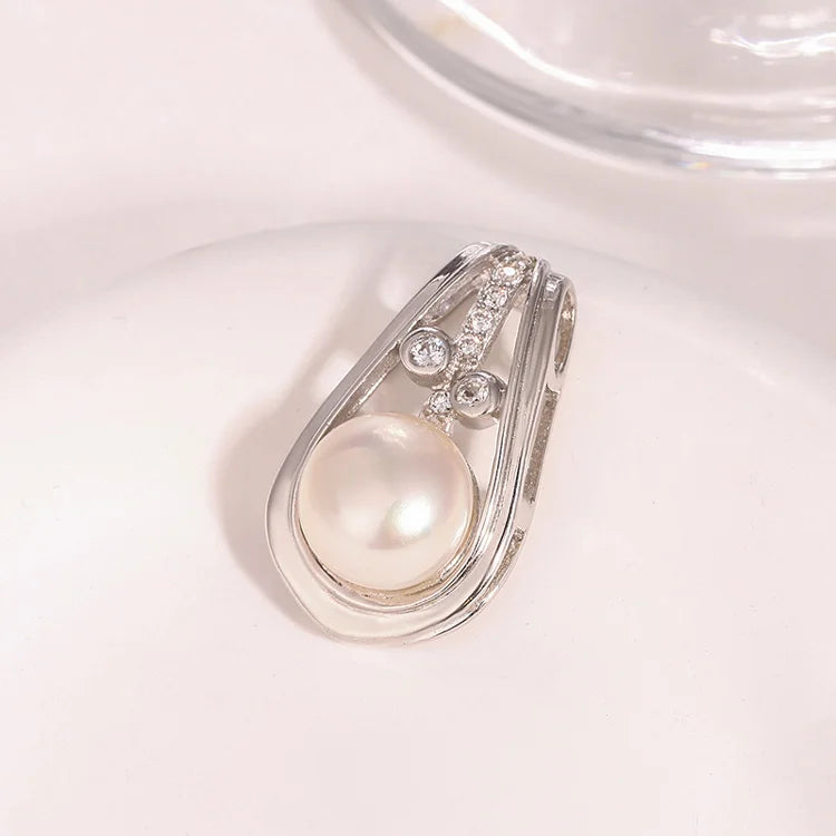 Personalized unique 925 sterling silver freshwater pearl and zircon diamond pendant for women