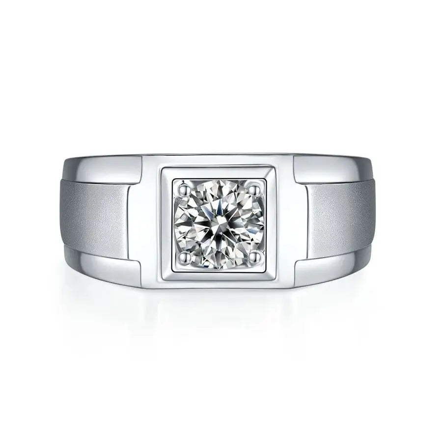 Eternal Land 1 Carat Dazzling Moissanite Ring - Elegant 925 Silver Men's Wedding Band, Perfect for Anniversaries & Gifts