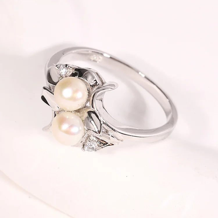 Personalized original S925 silver jewelry 925 sterling silver moissanite freshwater pearl ring