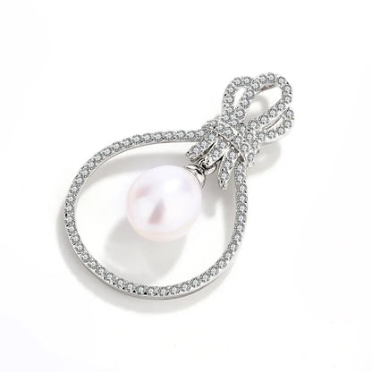 Custom long necklace women delicate silver single pearl and diamond pendant for chains