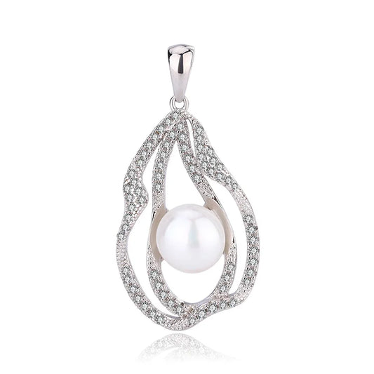 Custom cz 925 sterling silver moissanite diamond pendant with freshwater pearl