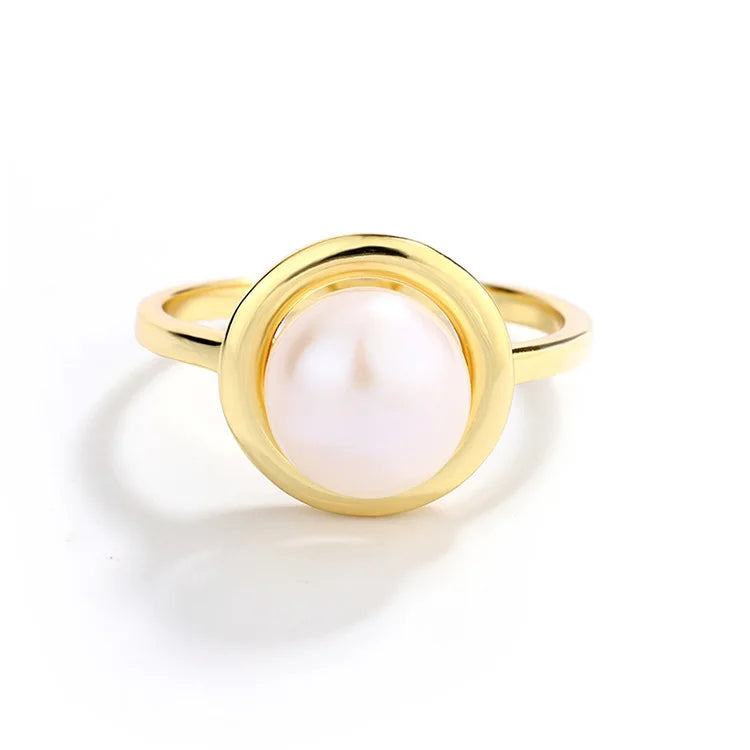 Real freshwater pearl 18k gold plated 925 sterling silver women wedding rings for women