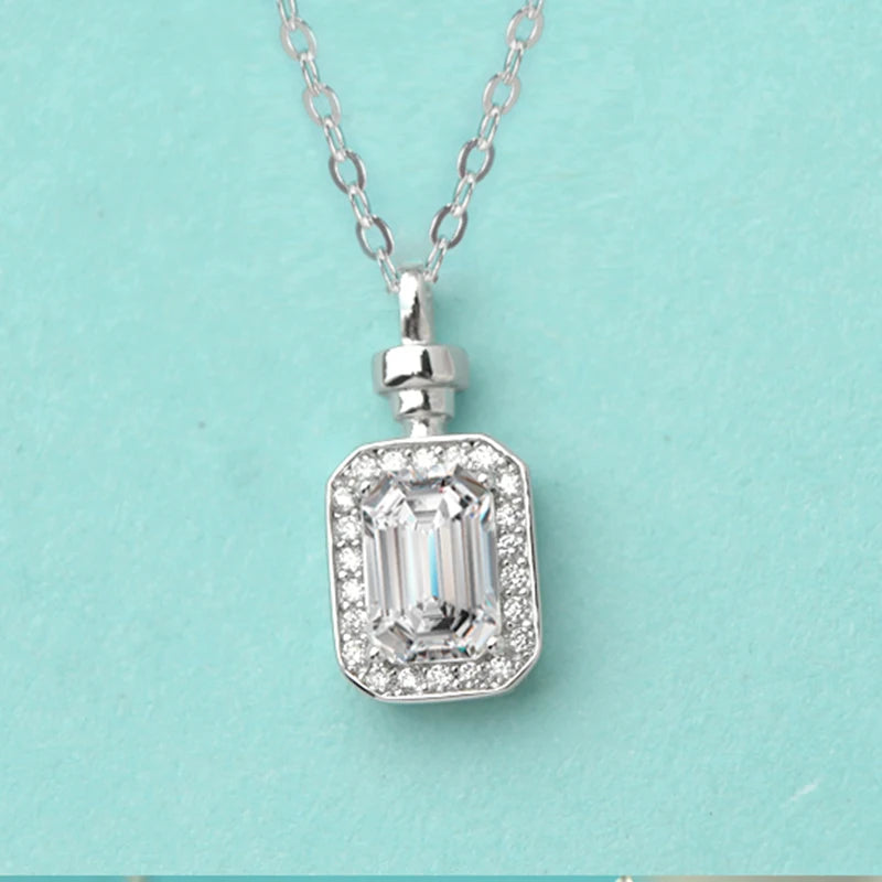 Jeweller Buy 925 Sterling Silver Link Chain Trendy Moissanite Diamond Pendant Necklace Perfume Bottle Shape-for Gift Wedding Party Engagement