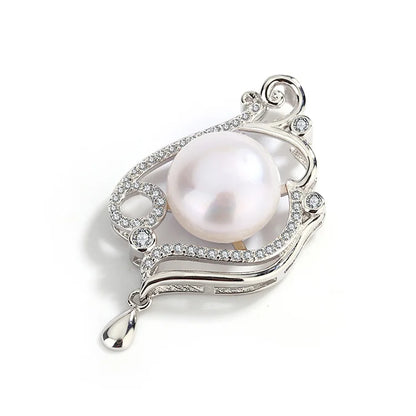 925 sterling silver necklace modern freshwater pearl charm pendant with zircon diamond