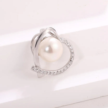 Custom logo love heart shape 925 sterling silver freshwater pearl pendant for women