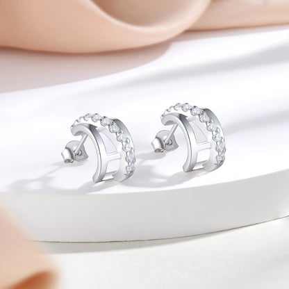 Vintage Sterling Silver Earring Studs Women white Gold Jewellery Gift Women 925 Silver Earring